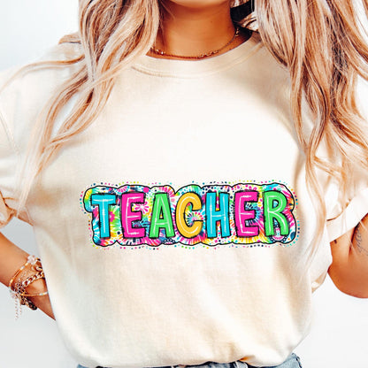 Teacher PNG, Bright Paisley Floral - 300 DPI Design for T-Shirt