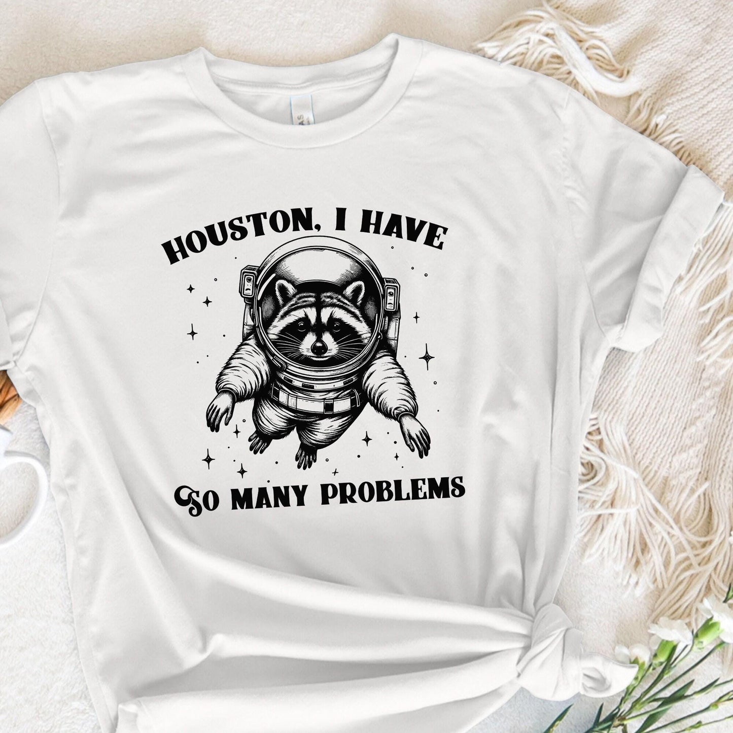 Houston I Have So Many Problems PNG, Funny Raccoon in Space - 300 DPI