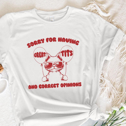 Sorry For Having Great Tits Funny Feminism and Sarcastic Cat Vintage