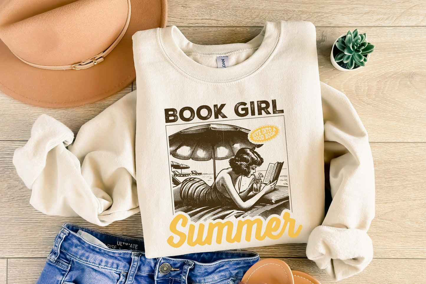 Book Girl Summer PNG, Beach Book Lover - 300 DPI Design for T-Shirt