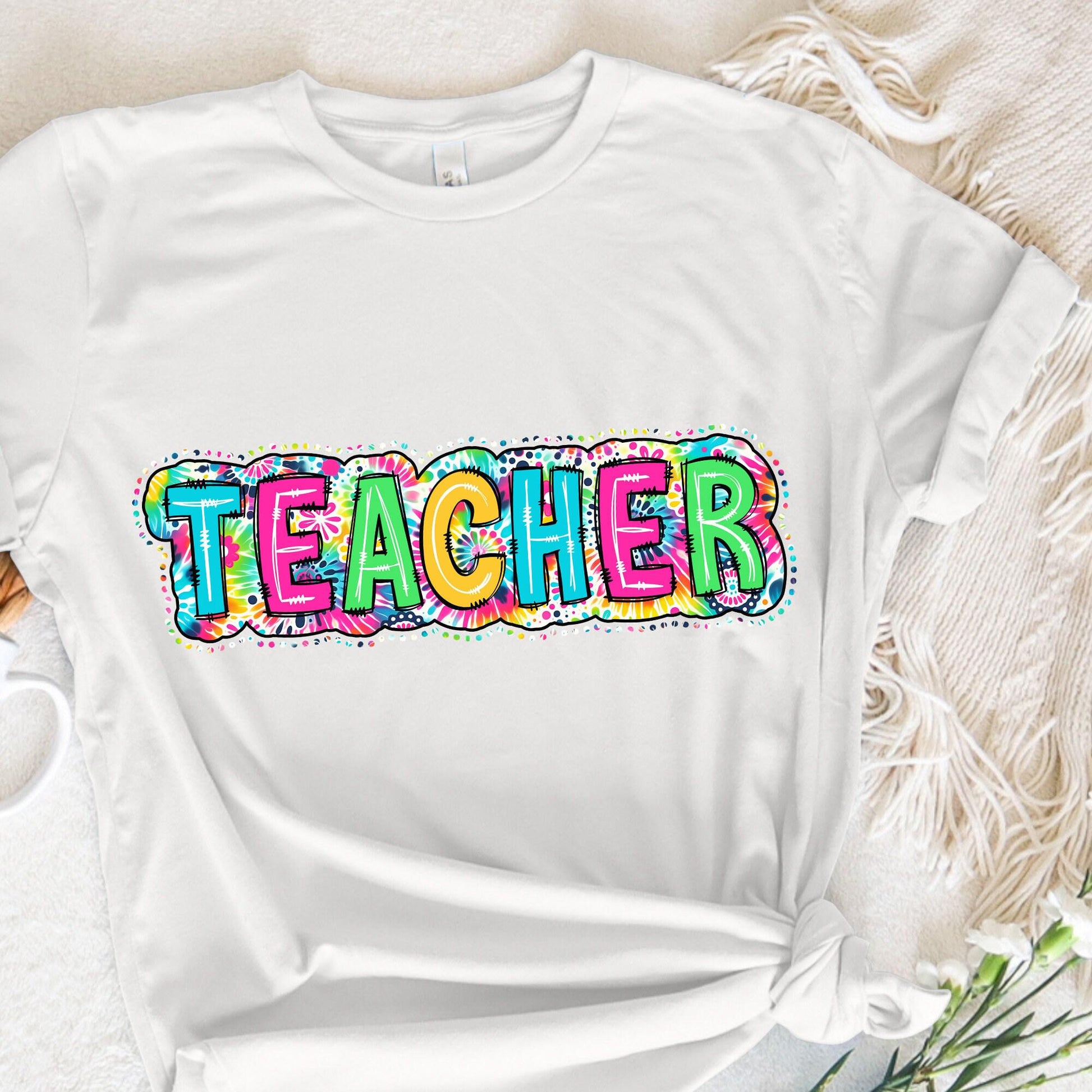 Teacher PNG, Bright Paisley Floral - 300 DPI Design for T-Shirt