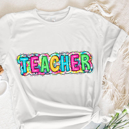 Teacher PNG, Bright Paisley Floral - 300 DPI Design for T-Shirt