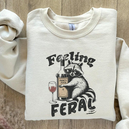 Funny Raccoon Shirt PNG, Feeling Feral Digital Download - 300 DPI Design