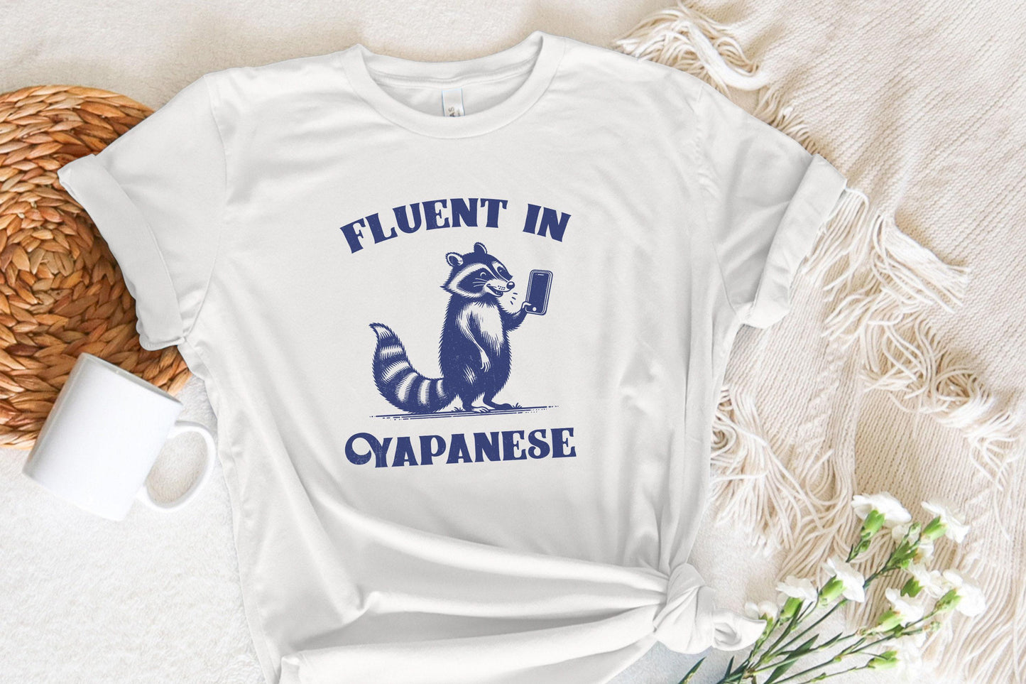 Fluent In Yapanese PNG, Funny Raccoon Vintage Design - 300 DPI Design for