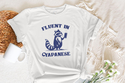 Fluent In Yapanese PNG, Funny Raccoon Vintage Design - 300 DPI Design for