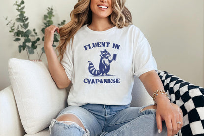 Fluent In Yapanese PNG, Funny Raccoon Vintage Design - 300 DPI Design for