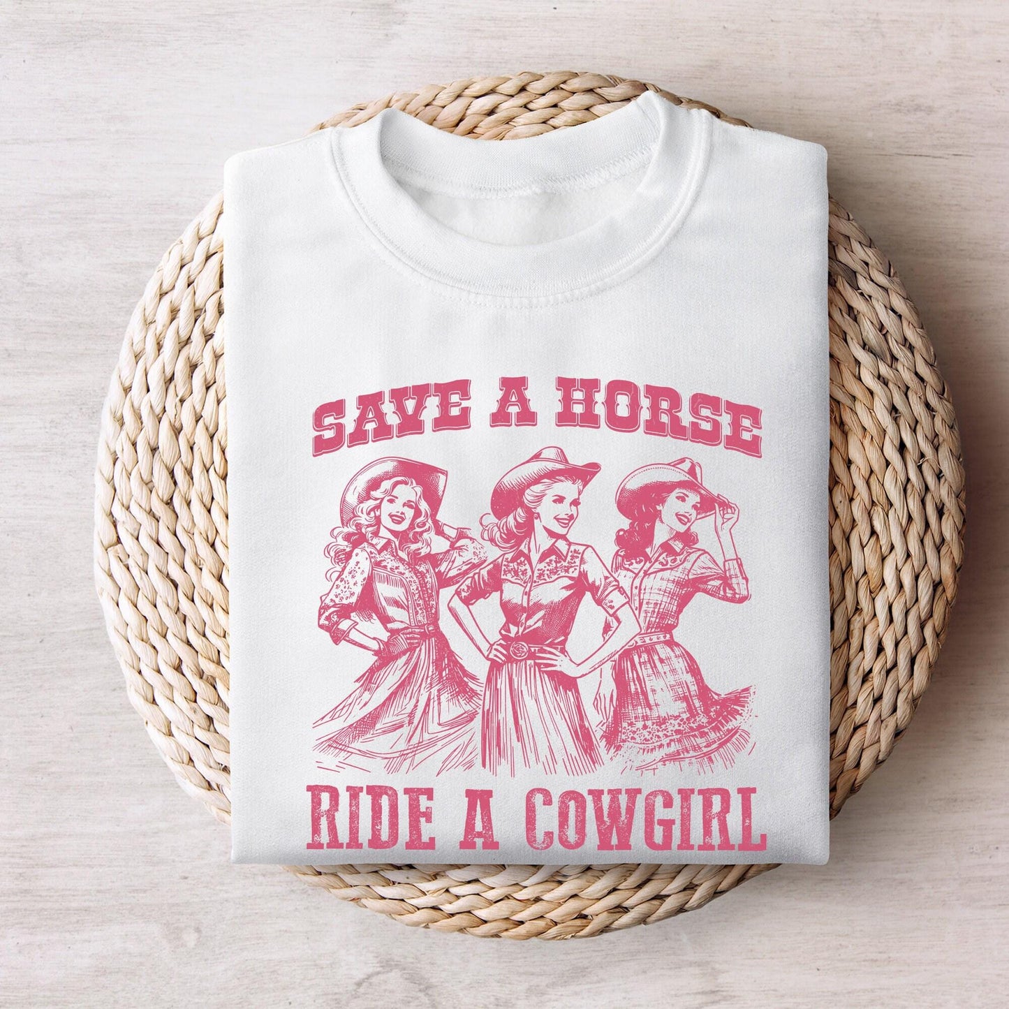 Retro Save A Horse Ride A Cowgirl PNG, Funny Lesbian Cowgirl Digital
