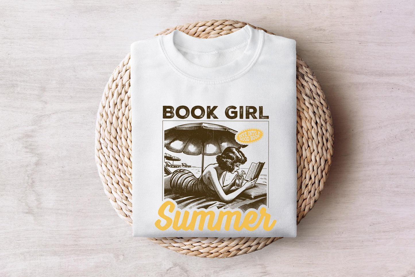 Book Girl Summer PNG, Beach Book Lover - 300 DPI Design for T-Shirt