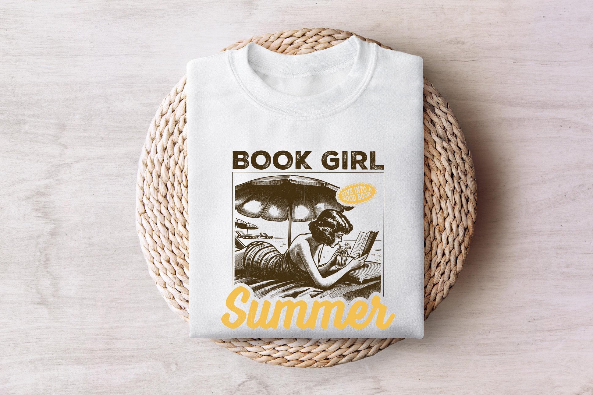 Book Girl Summer PNG, Beach Book Lover - 300 DPI Design for T-Shirt