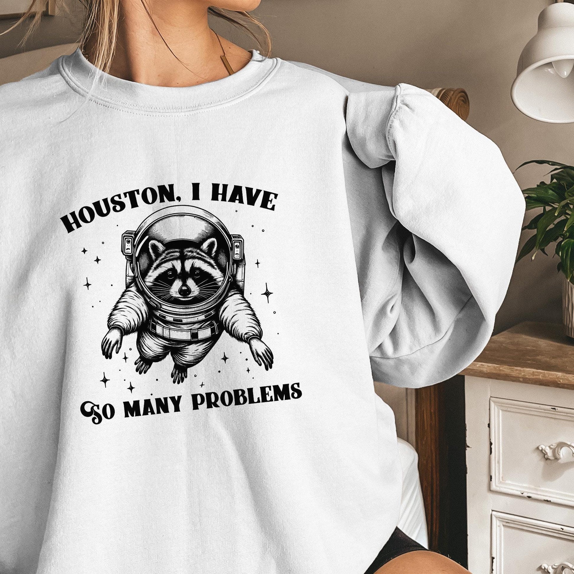Houston I Have So Many Problems PNG, Funny Raccoon in Space - 300 DPI