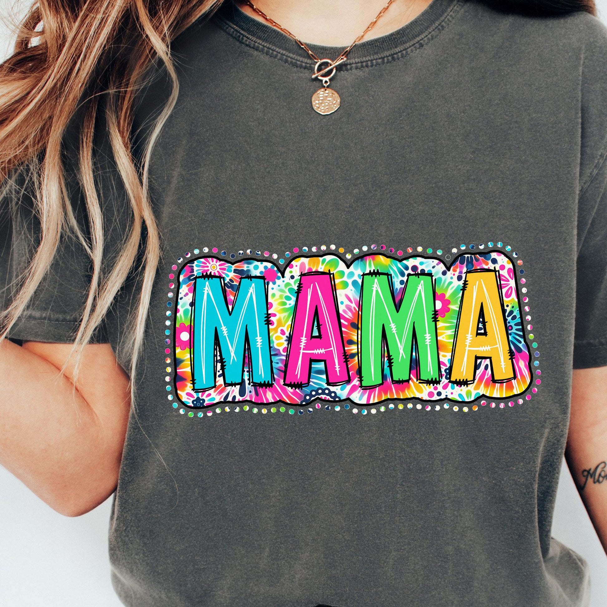 Mama PNG, Bright Paisley Floral - 300 DPI Design for T-Shirt