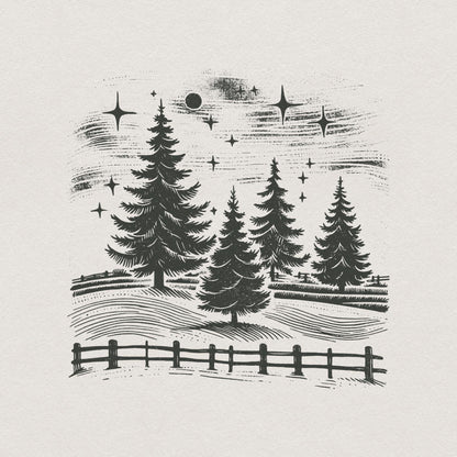 Christmas Tree Farm PNG Sublimation Digital Design Alt 2, Vintage Xmas