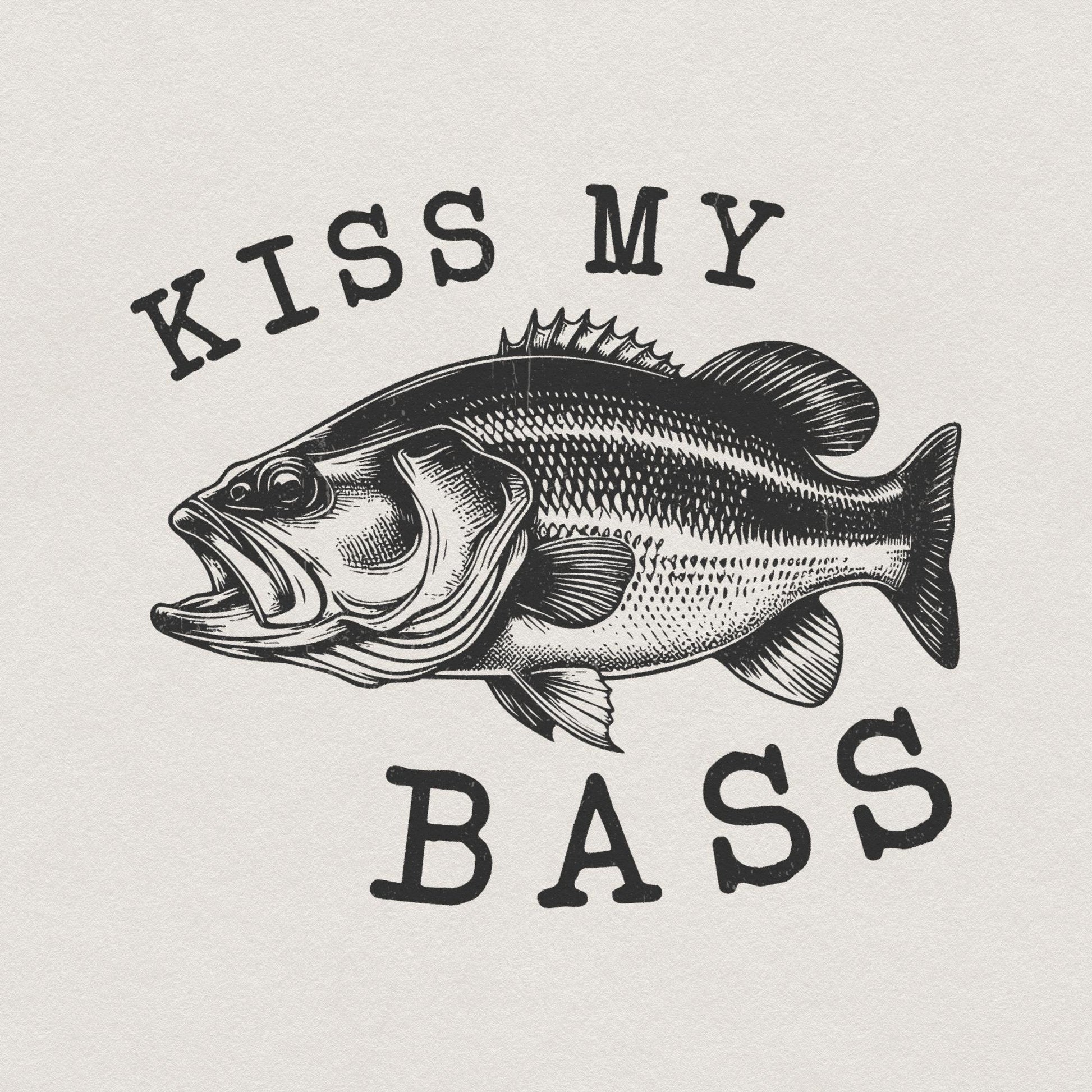 Kiss My Bass PNG Sublimation Design, Fishing Life - 300 DPI Design for