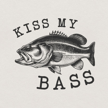 Kiss My Bass PNG Sublimation Design, Fishing Life - 300 DPI Design for