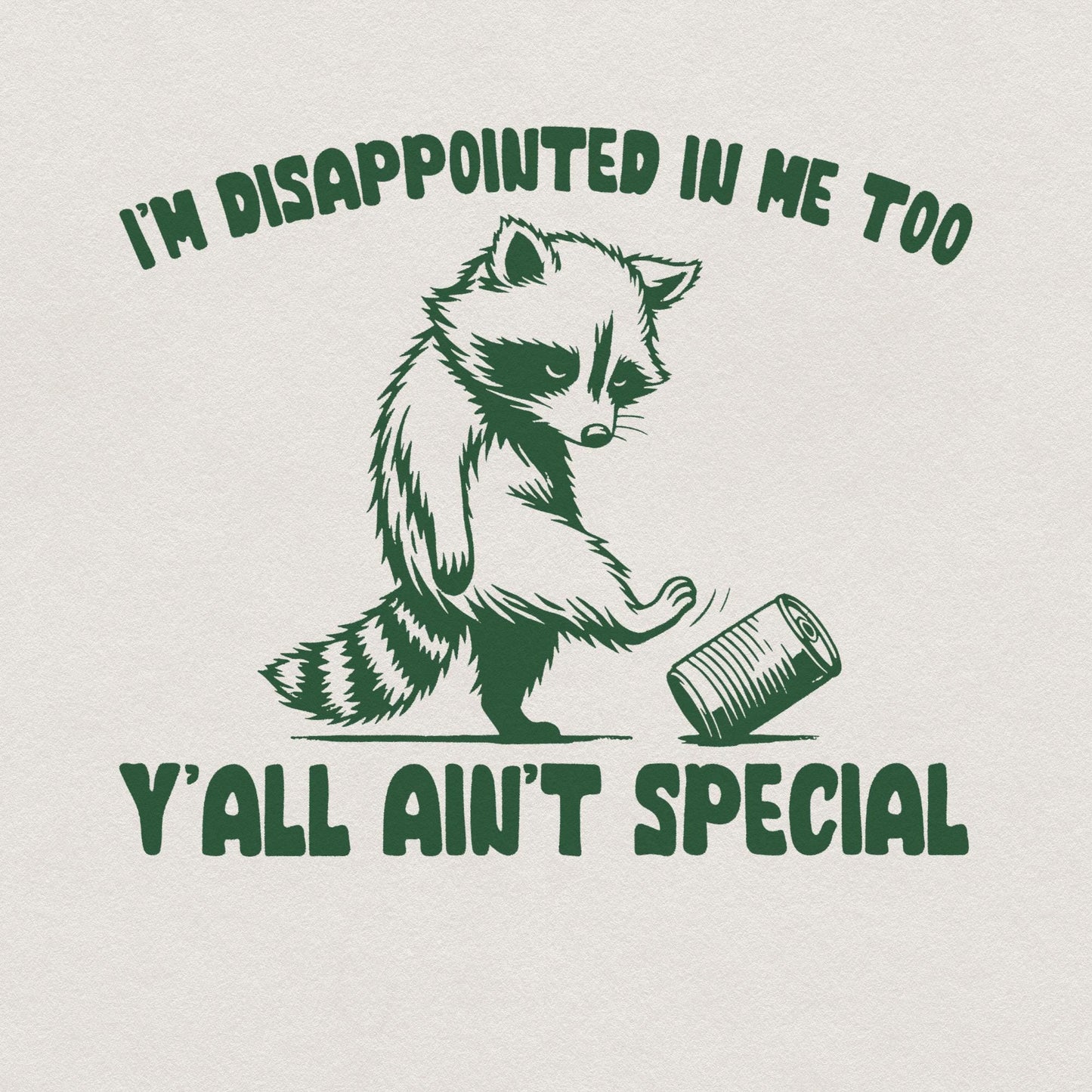 I'm Disappointed in Me Too Y'all Ain't Special PNG, Funny Racoon on a