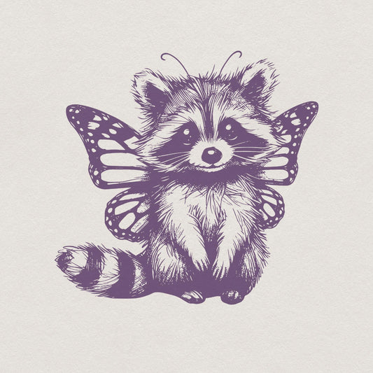 Cute Hybrid Raccoon with Butterfly Wings PNG Alt 2, Vintage Animal png -