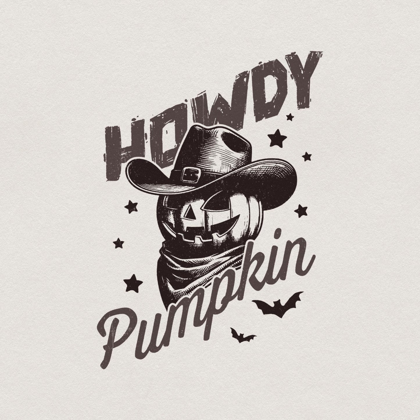 Howdy Pumpkin Western Fall PNG Alt 3, Retro Halloween png - 300 DPI