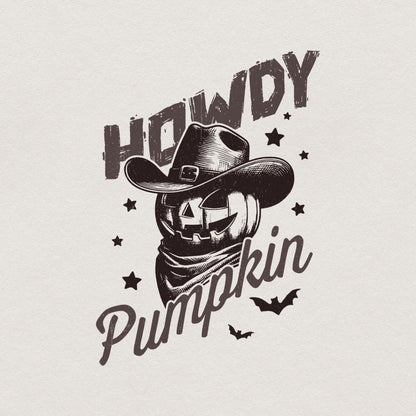 Howdy Pumpkin Western Fall PNG Alt 3, Retro Halloween png - 300 DPI