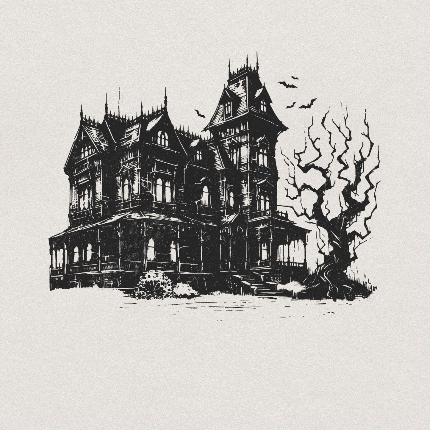 Spooky Halloween Haunted House Png, Retro Fall Sublimation - 300 DPI