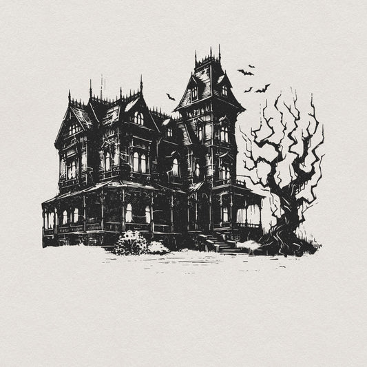 Spooky Halloween Haunted House Png, Retro Fall Sublimation - 300 DPI