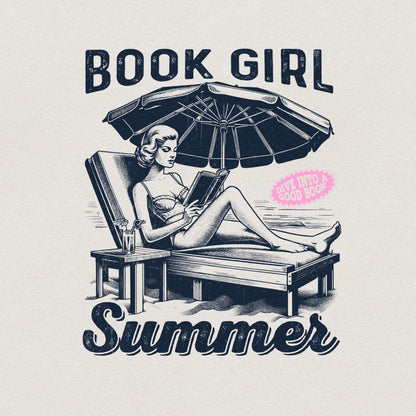 Book Girl Summer PNG, Beach Book Lover - 300 DPI Design for T-Shirt