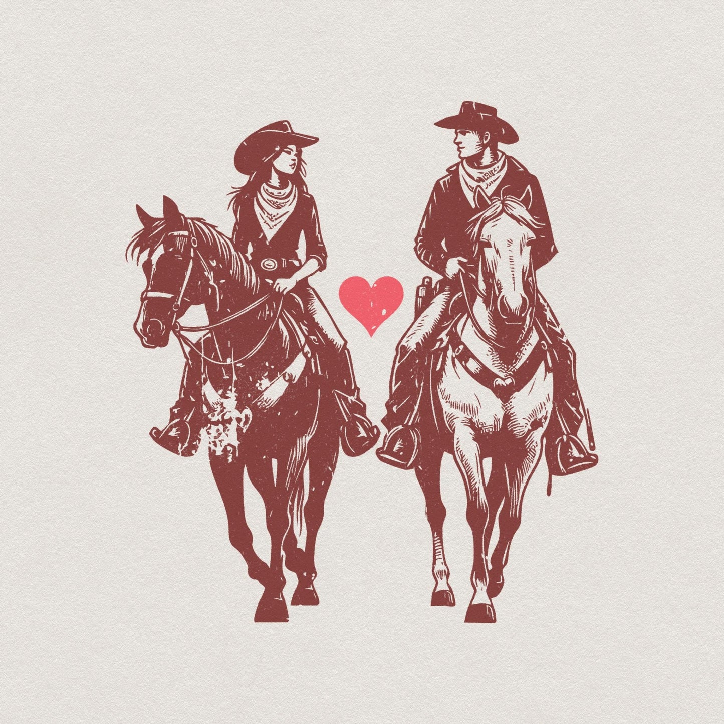 Retro Valentine Png, Vintage Cowboy Valentine Png - 300 DPI Design for