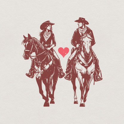 Retro Valentine Png, Vintage Cowboy Valentine Png - 300 DPI Design for
