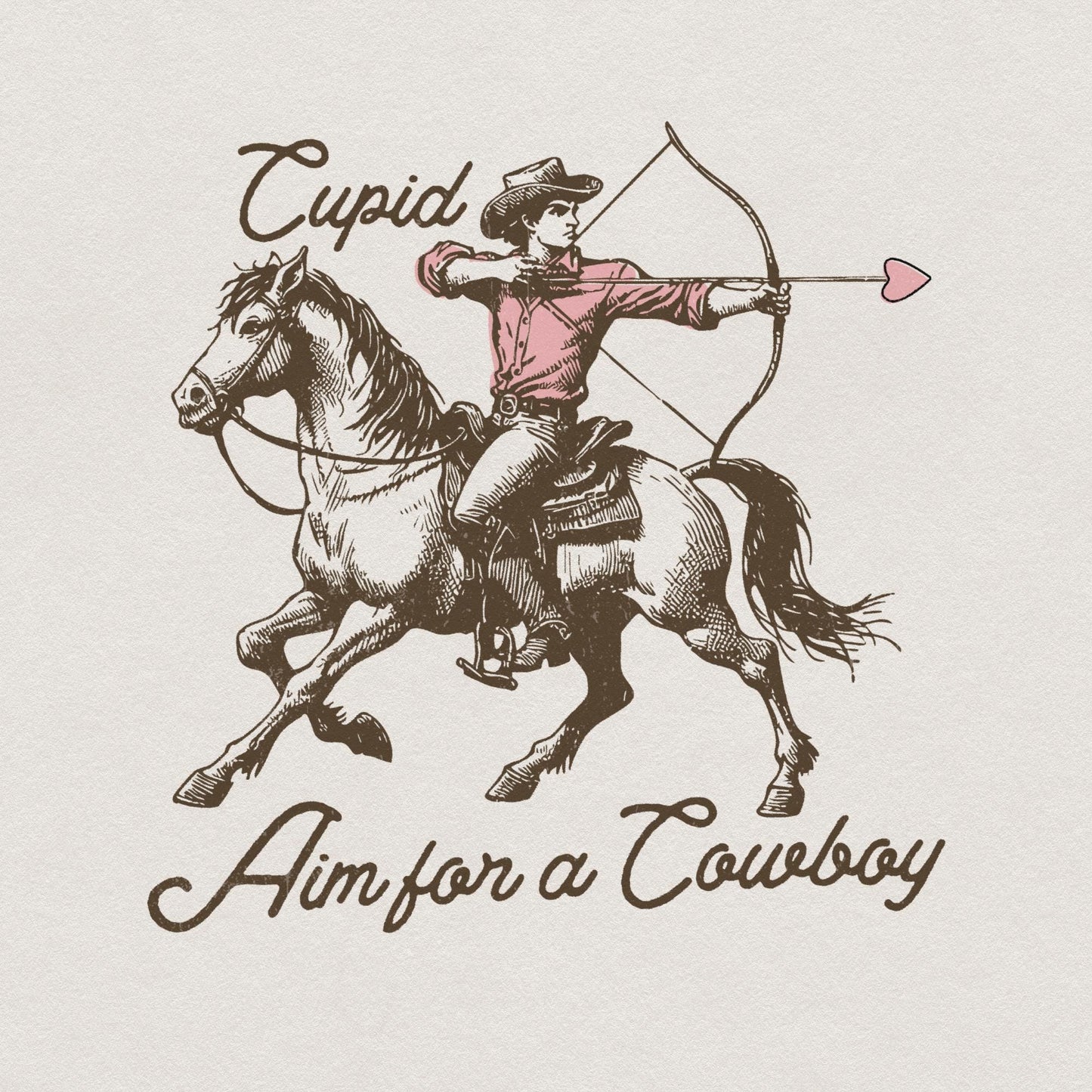 Cupid Aim for a Cowboy PNG Alt 2, Digital Download - 300 DPI Design for