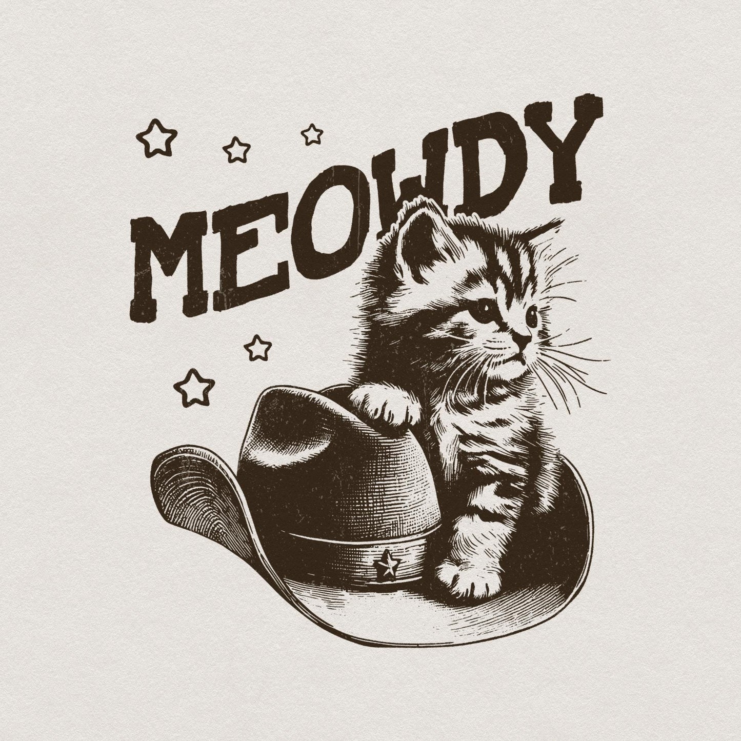 Meowdy Cute Cat Alt 2, Ranch Life png - 300 DPI Design for T-Shirt