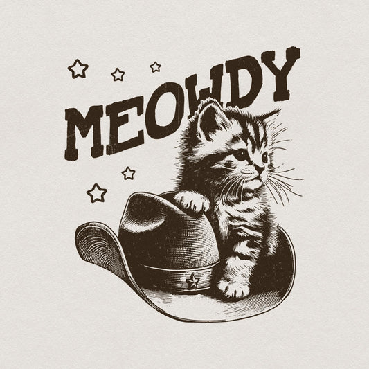 Meowdy Cute Cat Alt 2, Ranch Life png - 300 DPI Design for T-Shirt