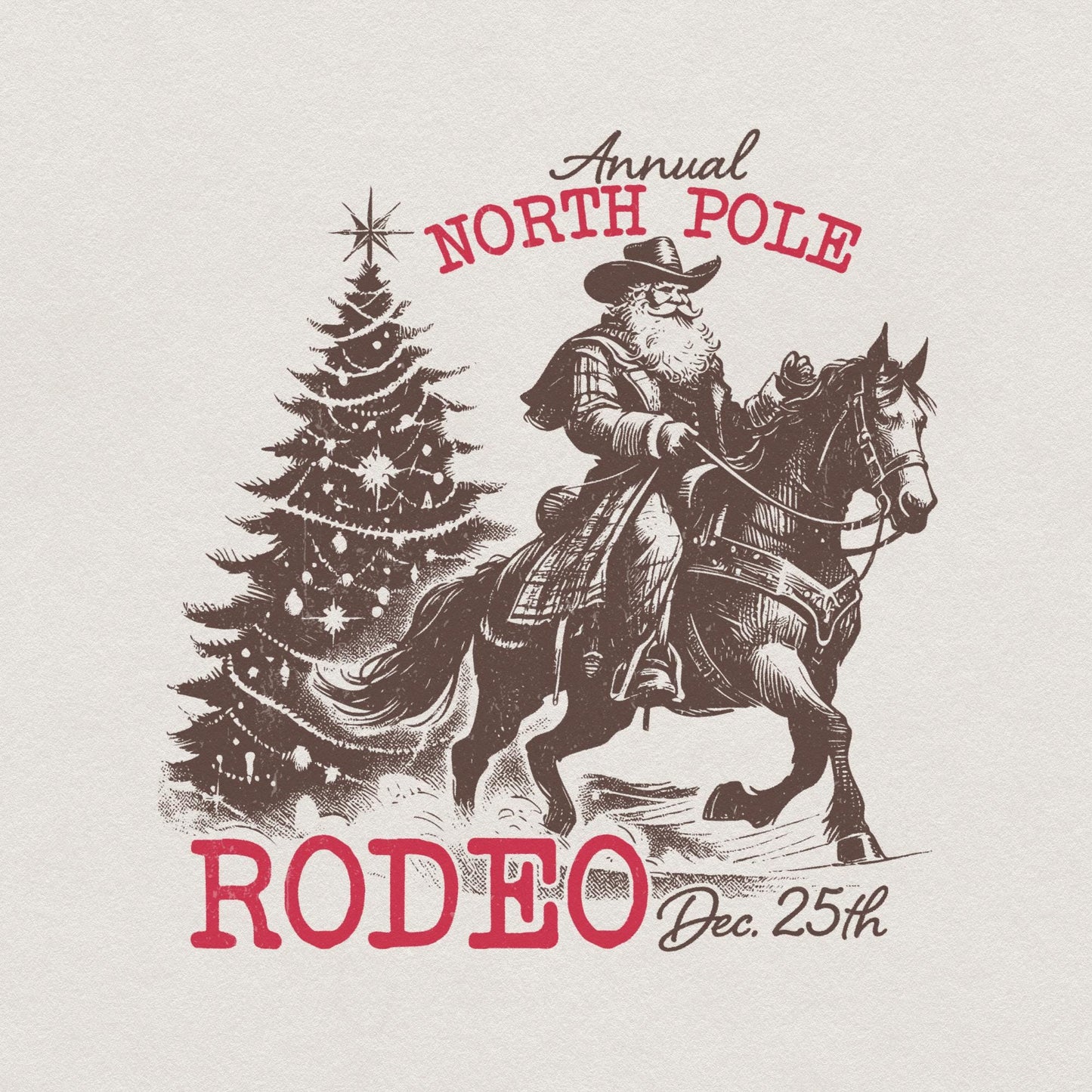 Cowboy Santa Western Christmas PNG, Retro Vintage Rodeo Design - 300 DPI