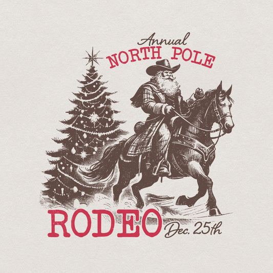 Cowboy Santa Western Christmas PNG, Retro Vintage Rodeo Design - 300 DPI