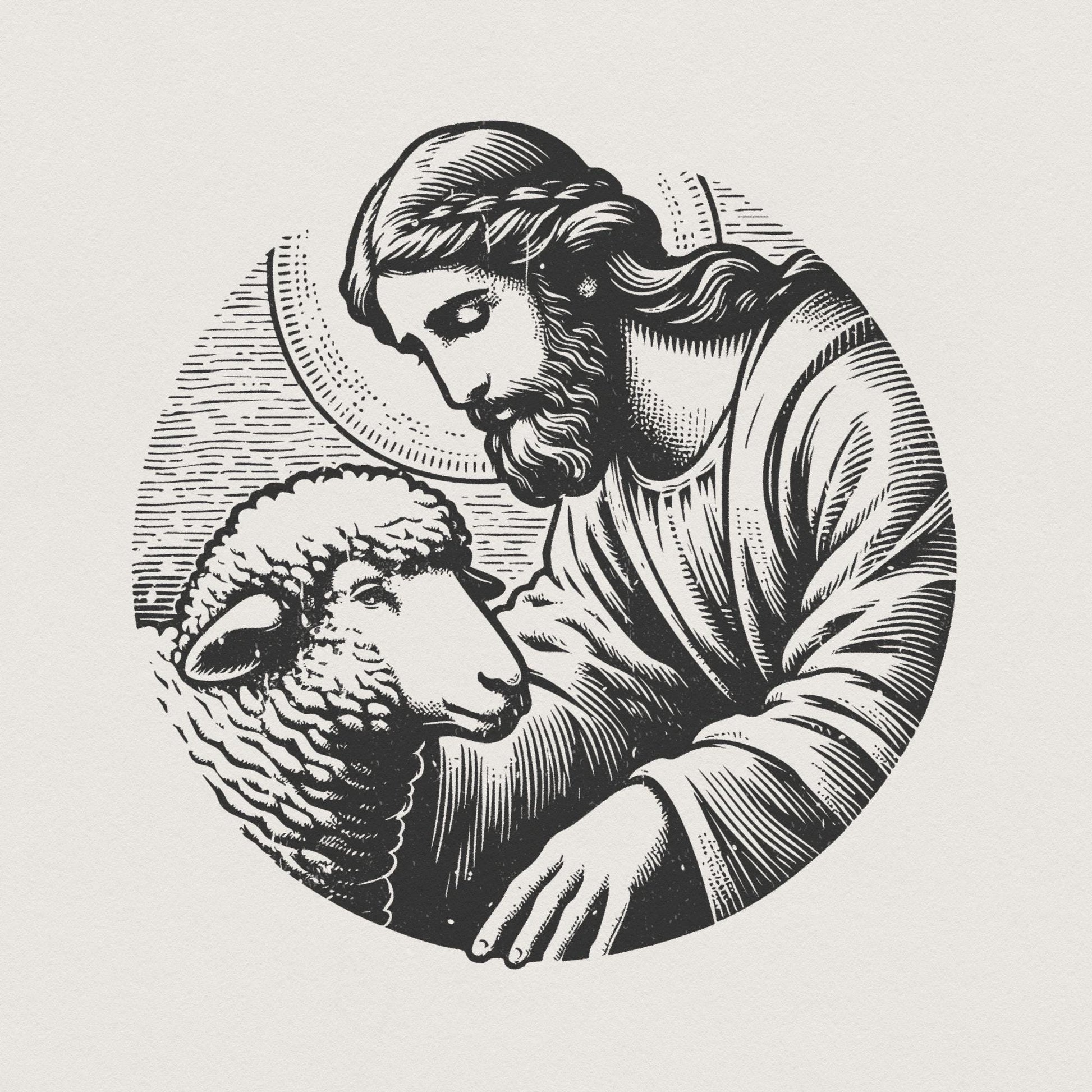 Jesus and Sheep PNG Design, Faithful Shepherd Graphic - 300 DPI Design