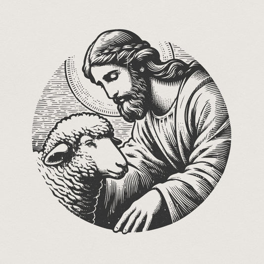 Jesus and Sheep PNG Design, Faithful Shepherd Graphic - 300 DPI Design