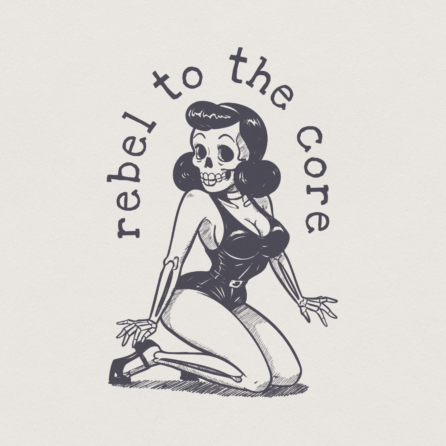 Vintage Pin Up PNG, Halloween Skeleton Clipart - 300 DPI Design for T-Shirt