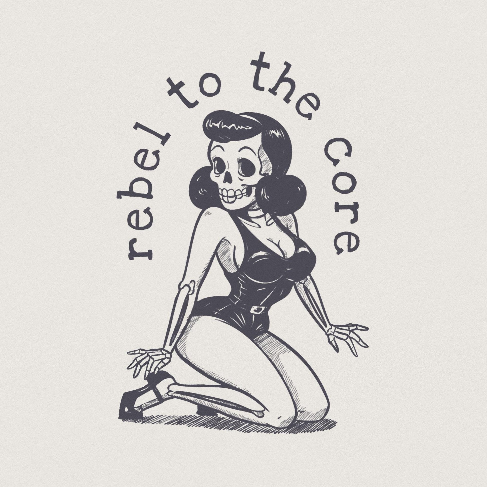 Vintage Pin Up PNG, Halloween Skeleton Clipart - 300 DPI Design for T-Shirt