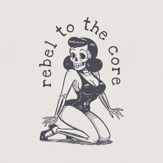 Vintage Pin Up PNG, Halloween Skeleton Clipart - 300 DPI Design for T-Shirt