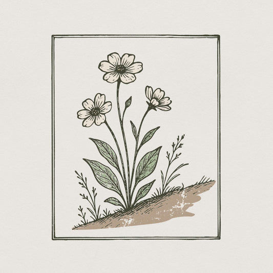 Wildflower Line Art PNG, Botanical Floral Print PNG - 300 DPI Design for
