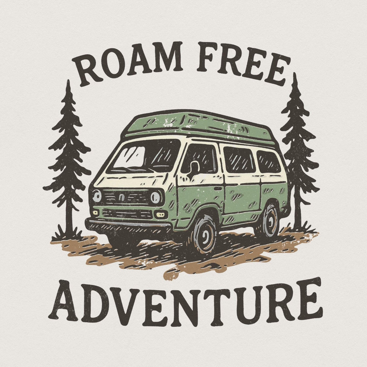 Roam Free Adventure PNG, Van Life Shirt - 300 DPI Design for T-Shirt