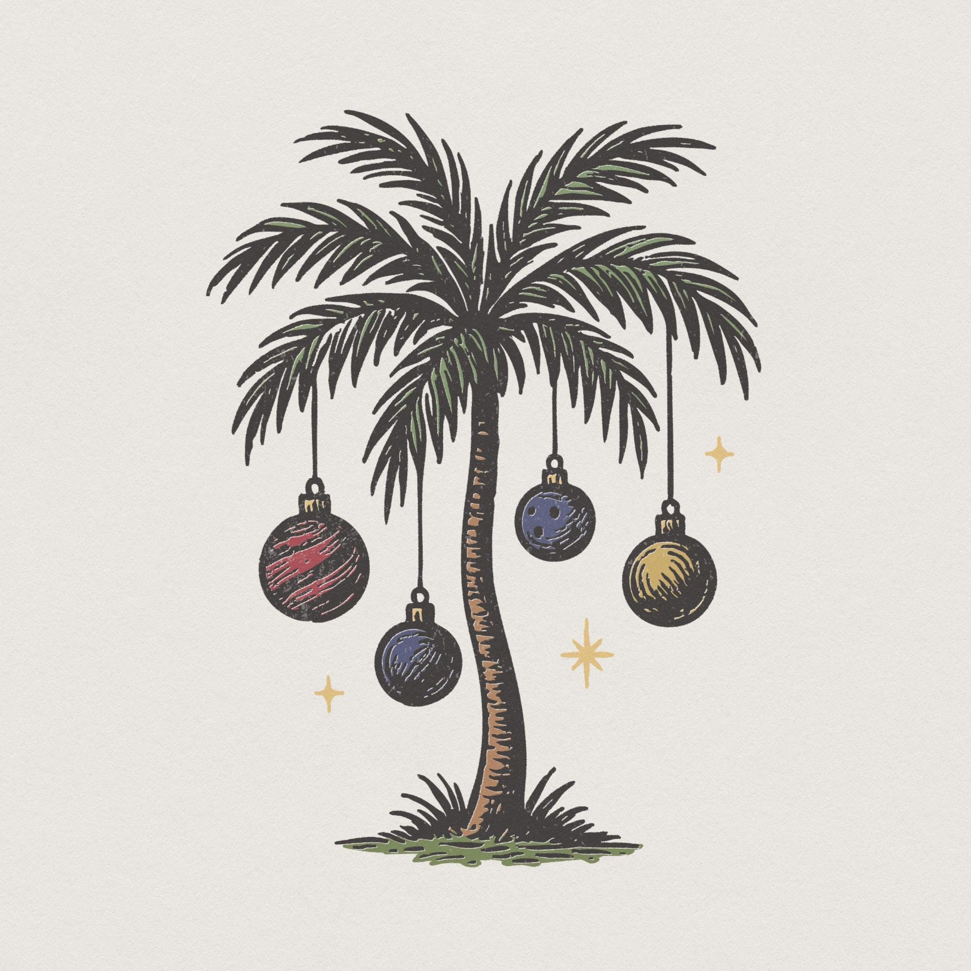 Tropical Christmas Palm PNG, Beach Holiday Clipart - 300 DPI Design for