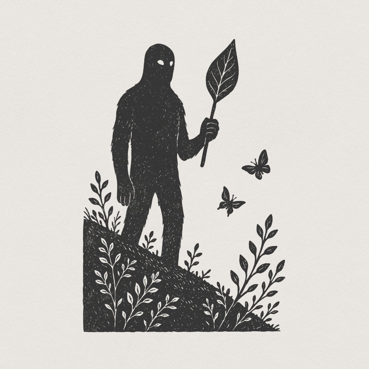 Creature PNG Retro Forest Art, Cryptid Silhouette Shirt Printable - 300