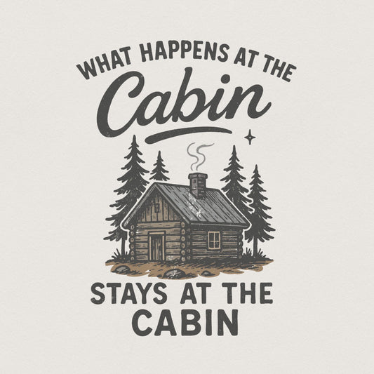 What Happens At The Cabin Stays At The Cabin PNG, Rustic Log Cabin Shirt