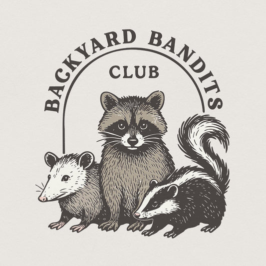 Backyard Bandits Club PNG, Raccoon Opossum Skunk Clipart - 300 DPI Design