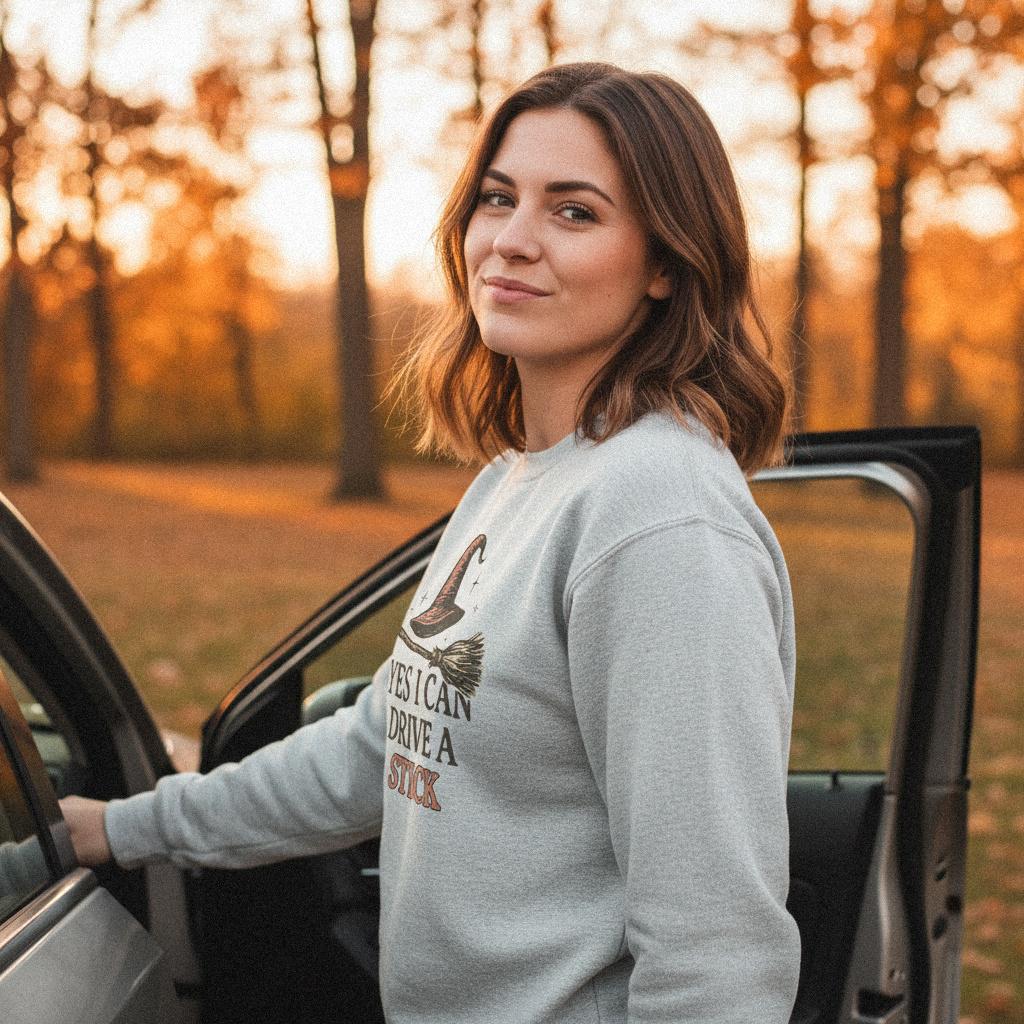 Yes I Can Drive A Stick PNG, Witch Hat And Broom Digital Download - 300