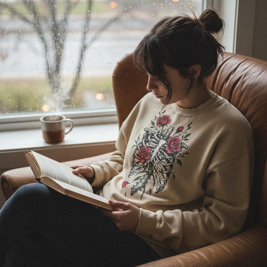 Skeleton Ribcage Rose PNG, Floral Anatomy Digital Download - 300 DPI