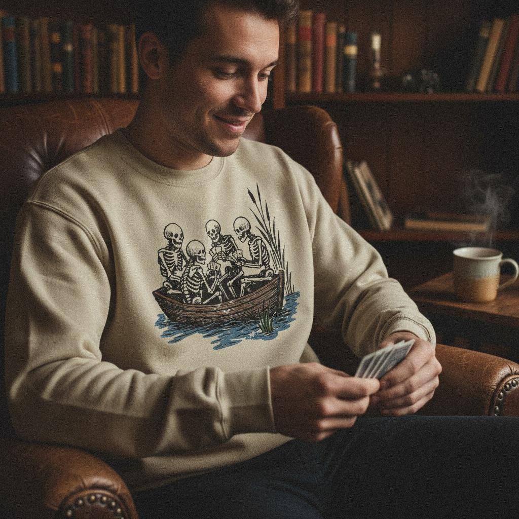 Skeletons Playing Cards PNG, Funny Poker Skeleton Art - 300 DPI Design