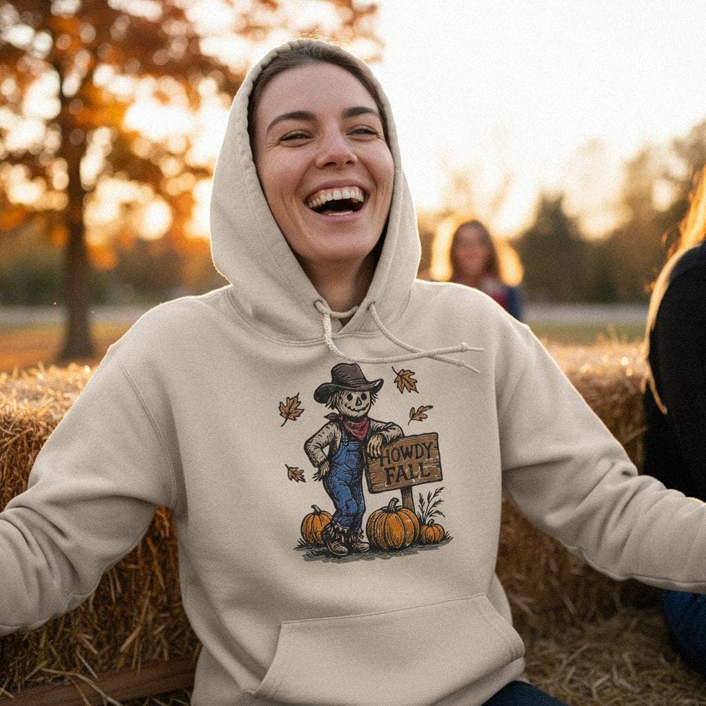 Howdy Fall PNG, Autumn Scarecrow Printable - 300 DPI Design for T-Shirt