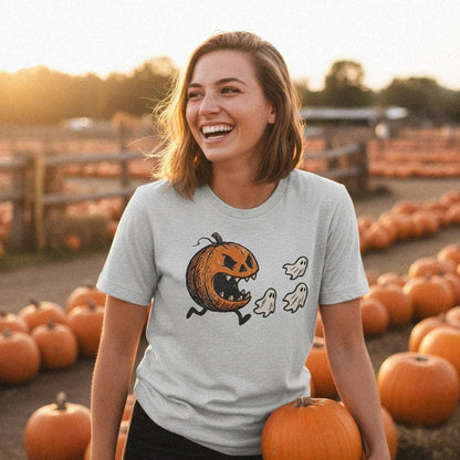 Running Pumpkin PNG Halloween Digital Download, Spooky Ghost Clipart -