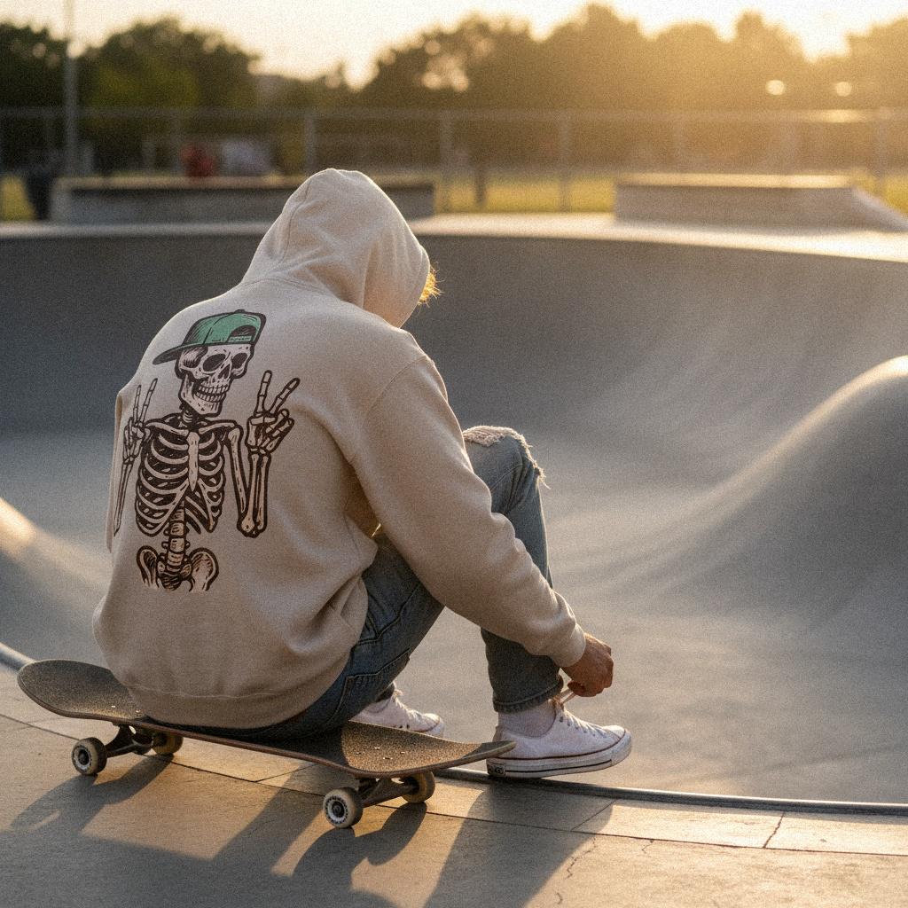 Peace Skeleton PNG, Cool Skeleton Art - 300 DPI Design for T-Shirt