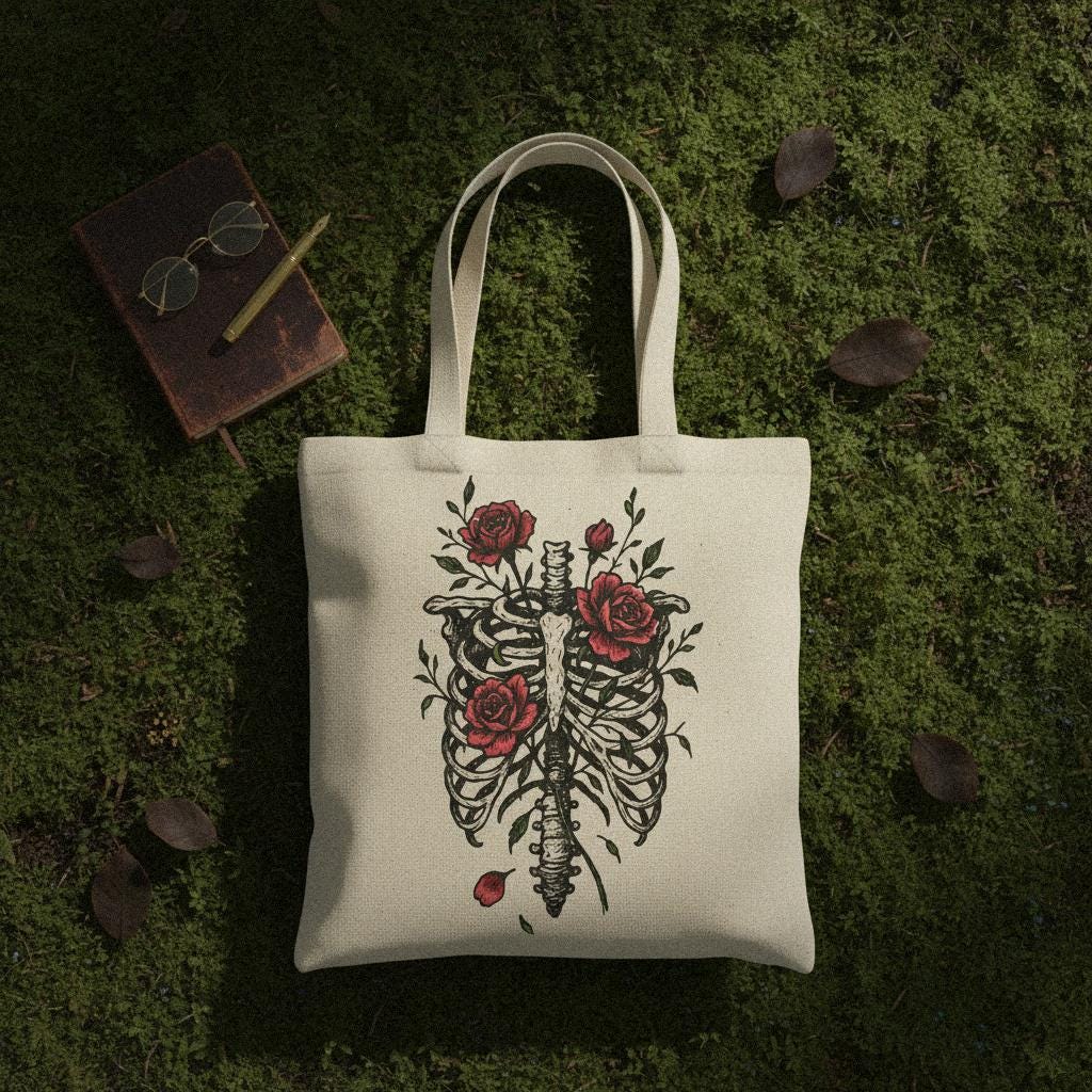 Skeleton Ribcage Rose PNG, Floral Anatomy Digital Download - 300 DPI